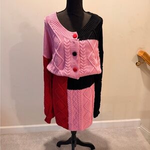 Colorblock Cable Knit Sweater NWT